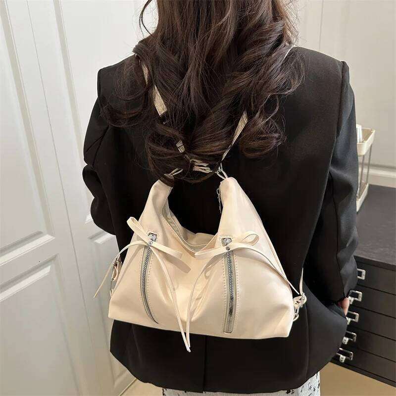 All-match Silver Bowknot Shoulder Large Capacity Korean New Style Tote Fashion Elegant Bow Crossbody Bag Daily C260204