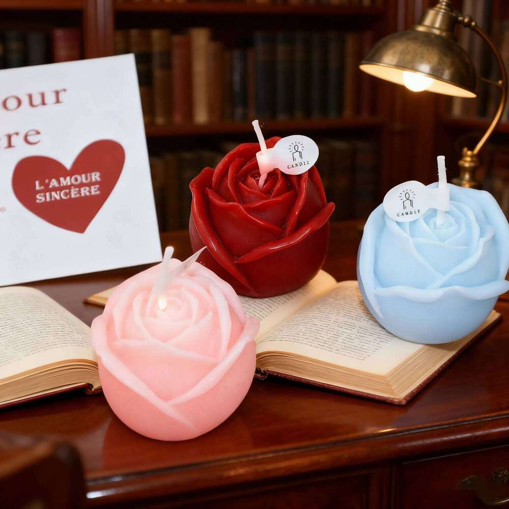 Rose Scented Set, Floral Shaped Aromatherapy Candle Gift for Wedding Bridal Shower Birthday Party, Creative Romantic Home S260204