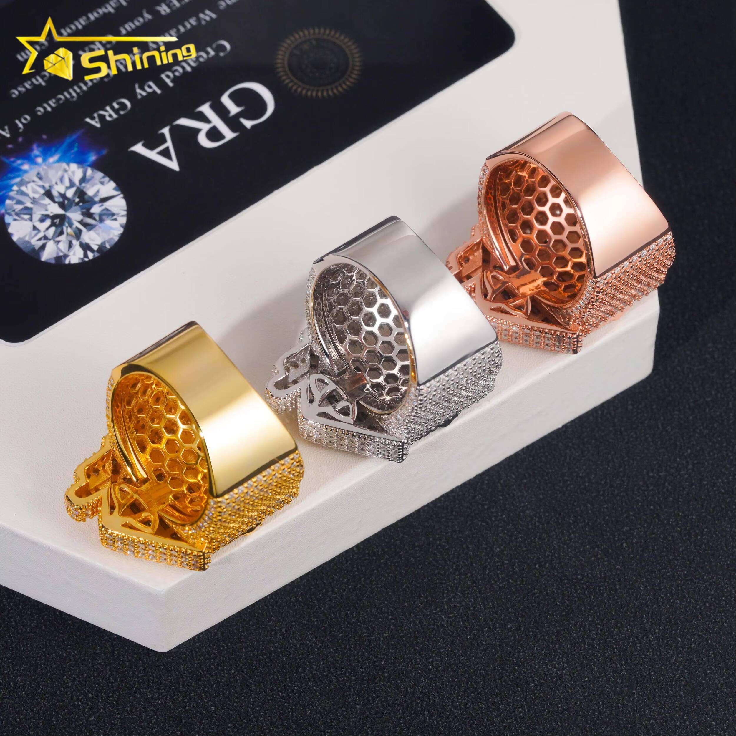 New Arrival Fashion Custom House Hip Hop 925 Sterling Silver Champion Mens Moissanite Ring