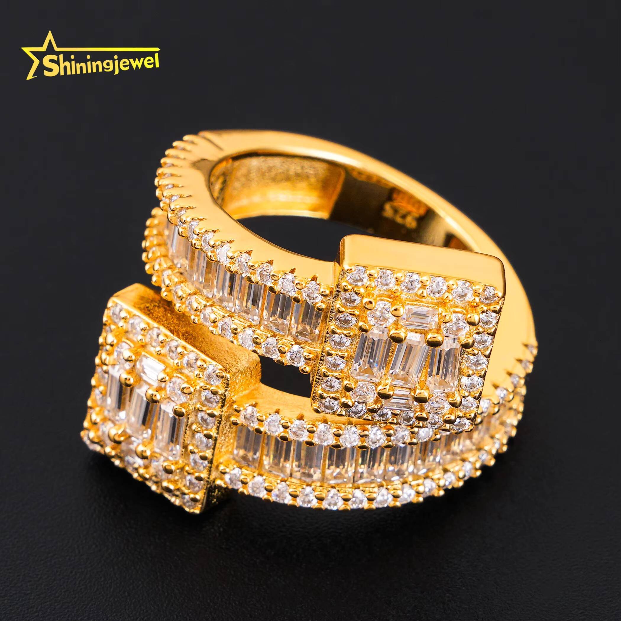 Shining Jewelry 925 Sterling Silver Rapper Hip Hop Ring Custom High Quality Iced Out Men Moissanite Ring