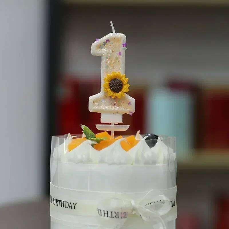 0-9 Number Cake Daisy Flower Atmosphere Candle Girl Birthday Party Decoration Sunflower S260204