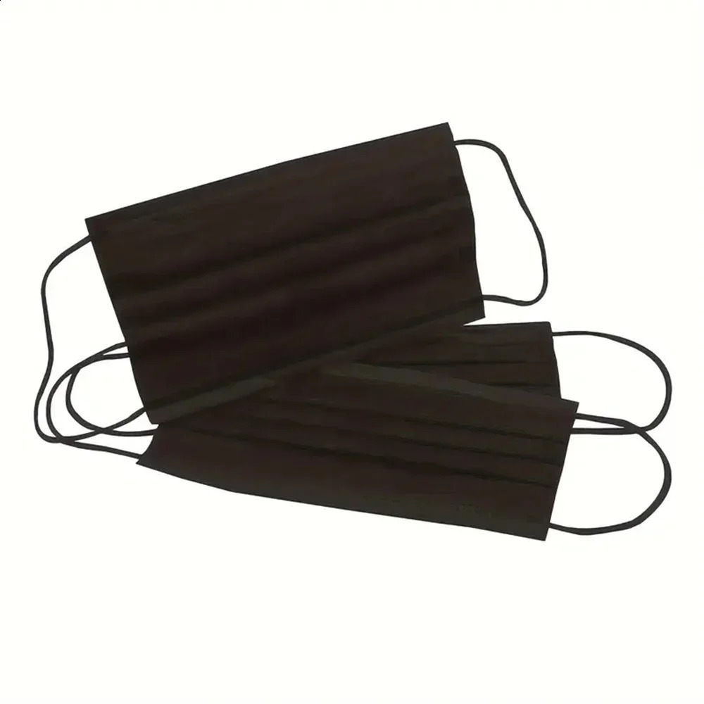 200pcs Black Disposable Face Masks 3 Layers Ply Filter Nonwove Anti Dust Breathable Protective Safe Facemask Adult Mouth Mask 260121 - view 6