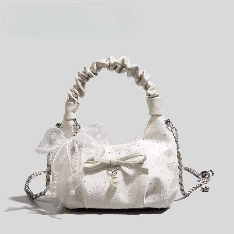 Bow Chain Handbag Fashionable Folds New Niche Design Messenger Versatile Bag Exquisite Simple Leisure Personality Fashion C260204
