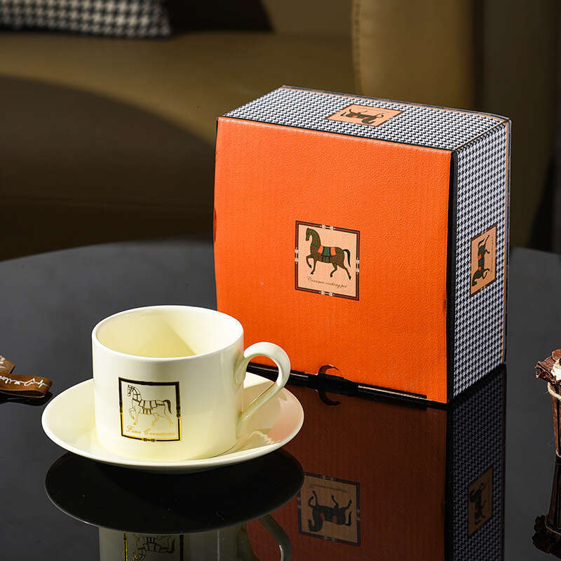 Ceramic Horse Motif Coffee Set Cup Saucer And Spoon Ceramic Mugs Office Water Cups Affordable Luxury Gifts