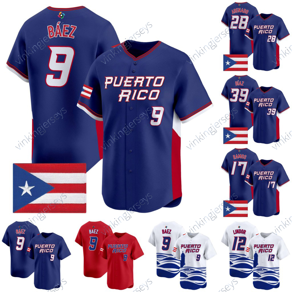Team Puerto Rico 2026 World Baseball Classic Jersey Francisco Lindor Javier Baez Edwin Diaz Carlos Correa Nolan Arenado Heliot Ramos Marcus Stroman Jovani Moran
