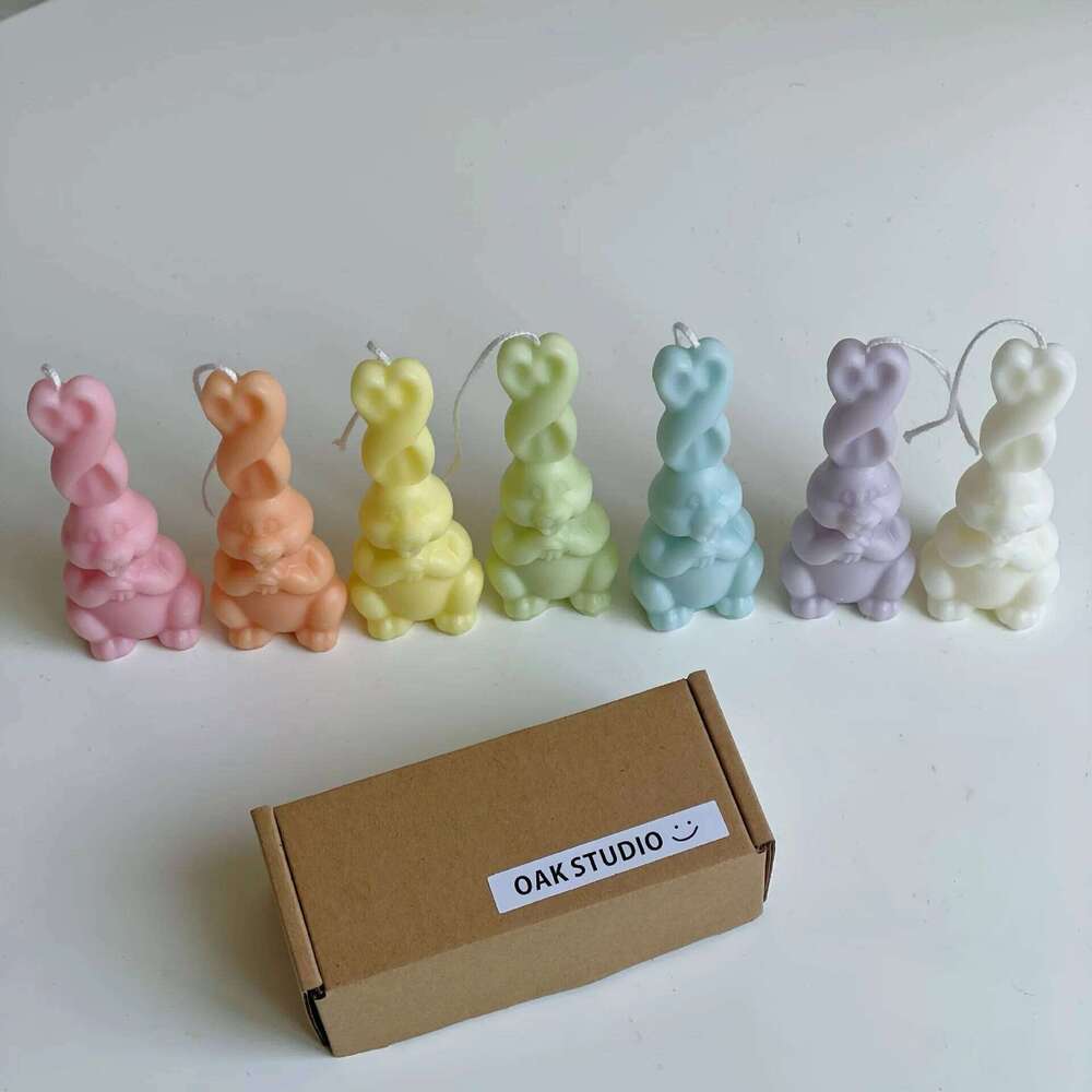 Long Ear Braided Bunny Candle, Ins Aesthetic Home Decor Gift, Cute Soy Wax Figurine for Bestie Girlfriend, Party Favor Souvenir S260204