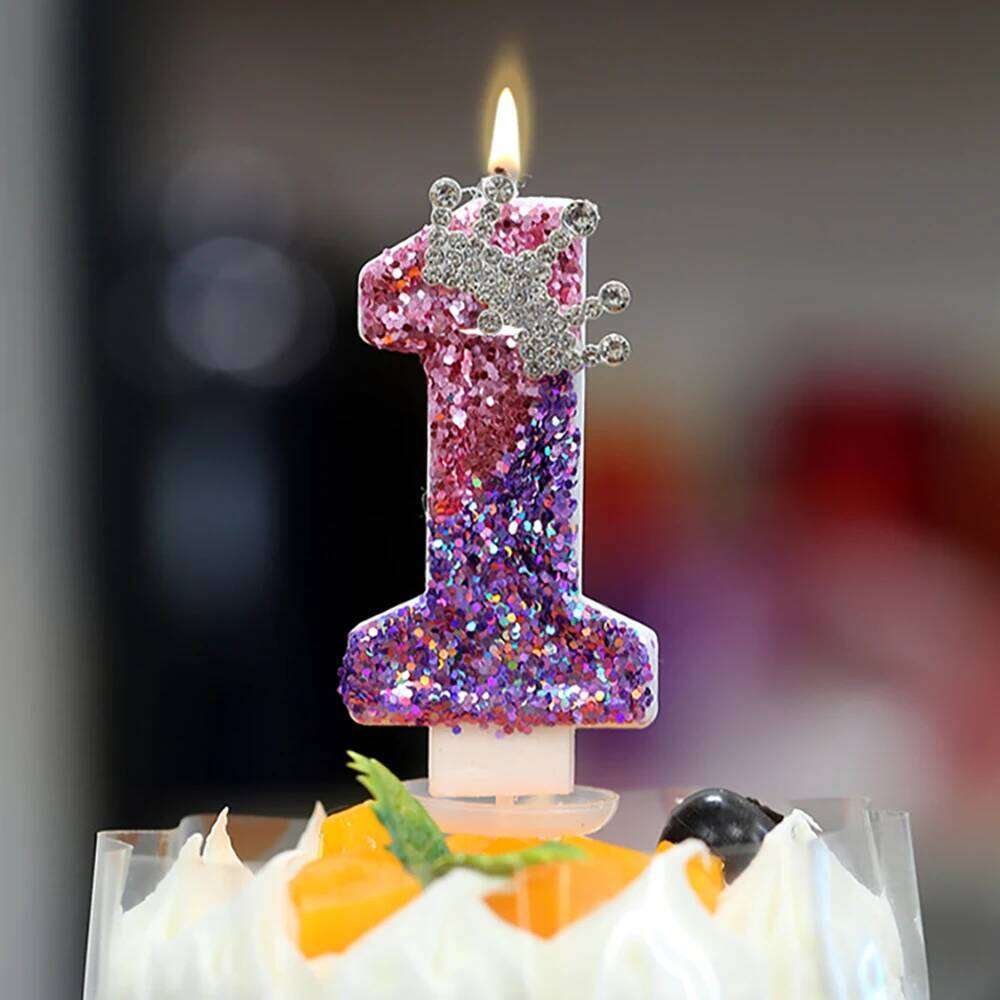 2nd Cake Topper Colour Changing Creative Number 2 Candle Princess Crown Girl 1st Happy Birthday Party Decoration S260204