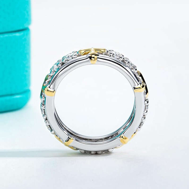 Two-Tone Ring with Zirconia Streetwear Jewelry for Women