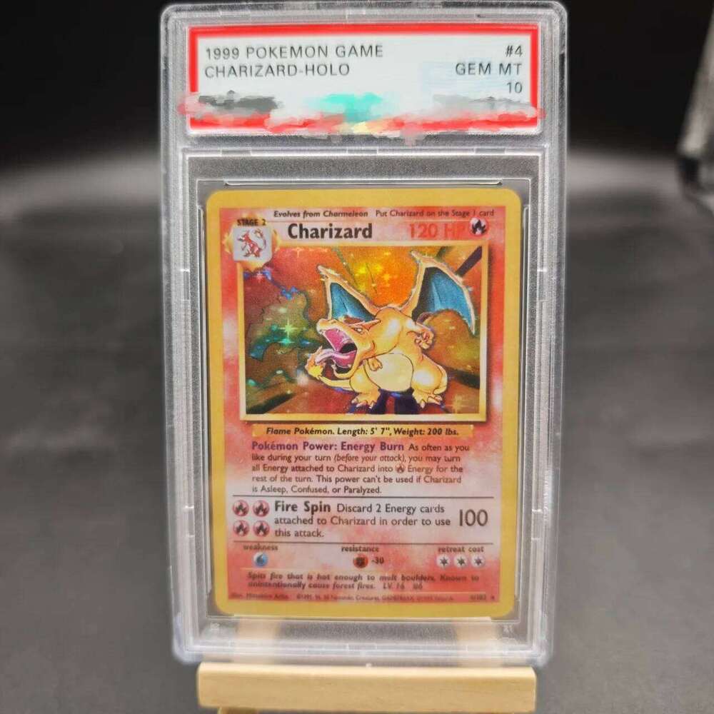 DIY 1999 PTCG GAME CHARIZARD 4/102 Collection Copy 10Points Rating Card Anime Game Gift Toy L260129