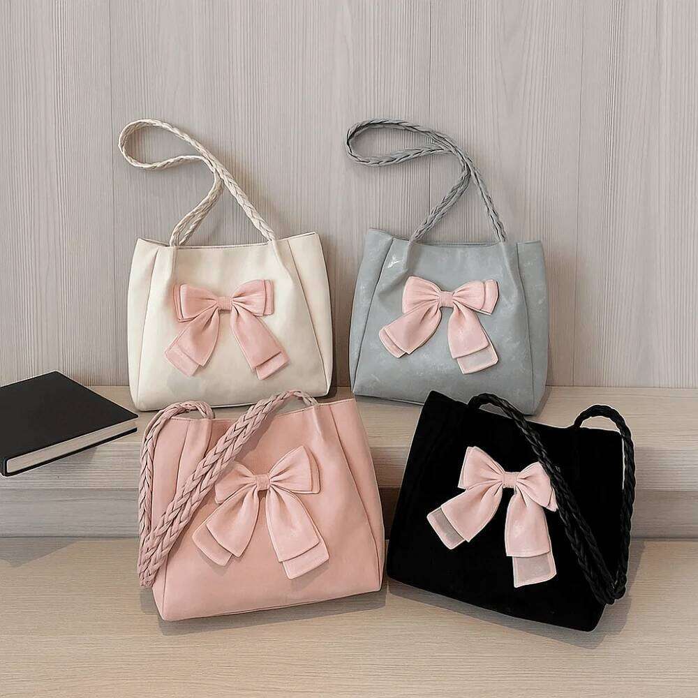 Portable Large Capacity Bow PU Fashion Women's Shoulder Soft Crossbody Bag Casual Wear C260204