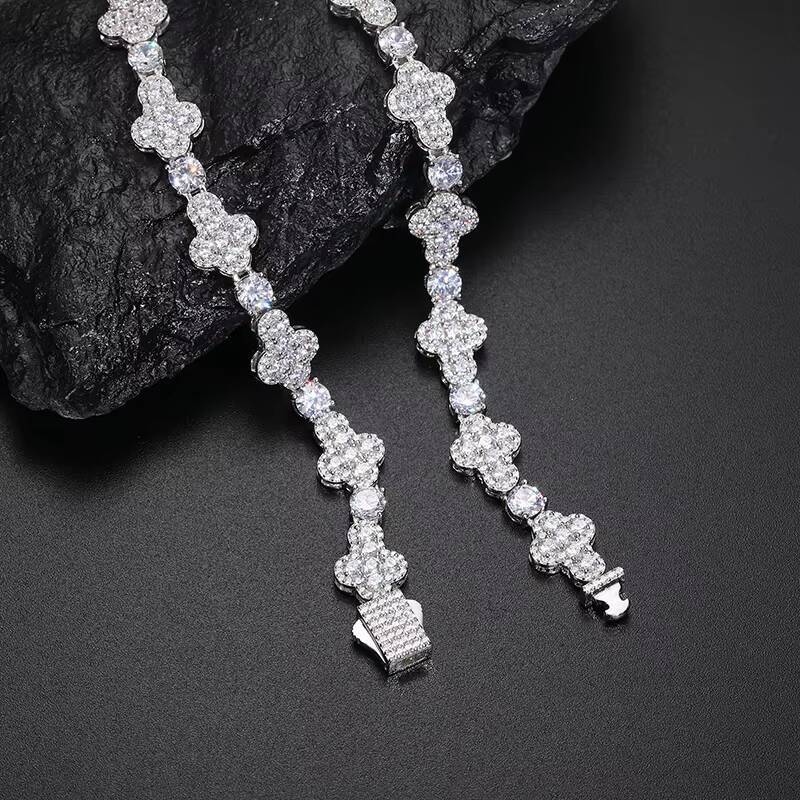 Luxury Iced Out 10mm 925 Sterling Silver Moissanite Cross Link Chain GRA Certificated Pass Diamond Tester Necklace