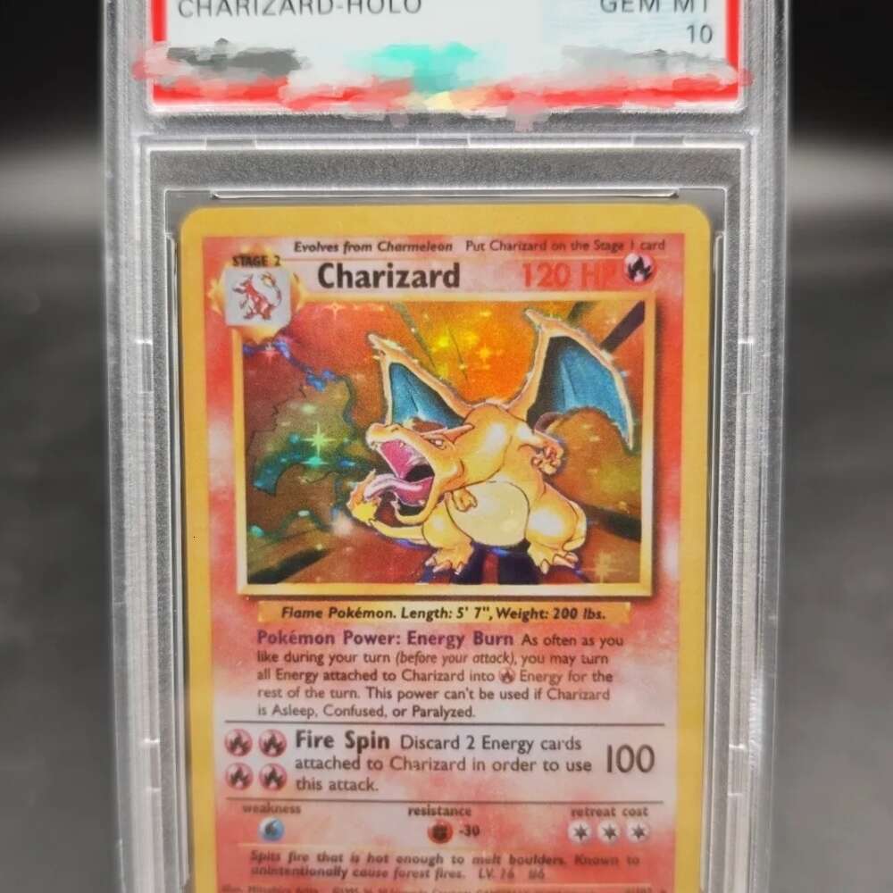 DIY 1999 PTCG GAME CHARIZARD 4/102 Collection Copy 10Points Rating Card Anime Game Gift Toy L260129