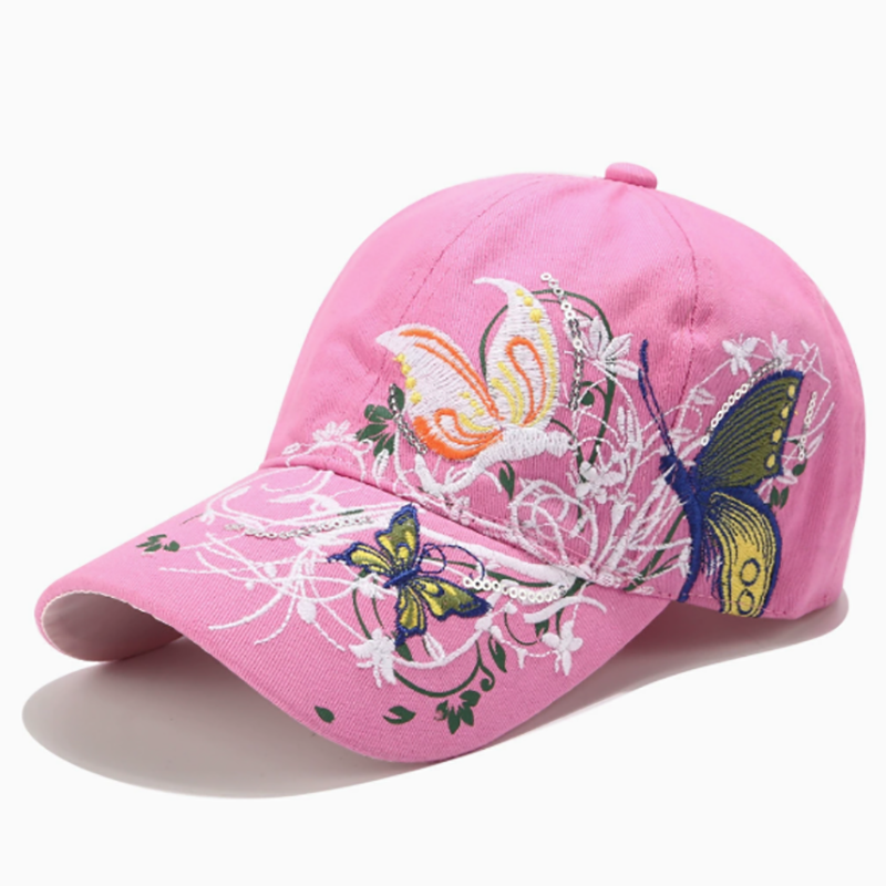 High-quality Fabric Wholesale Sun Protection and Shading Hats Korean-style Butterfly Sequin Embroidered Baseball Caps 83