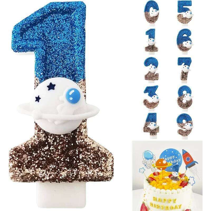 Blue Planet 0-9 free combination digital candles, candles are perfect for high-end baking cake decoration at birthday p S260204 5fe