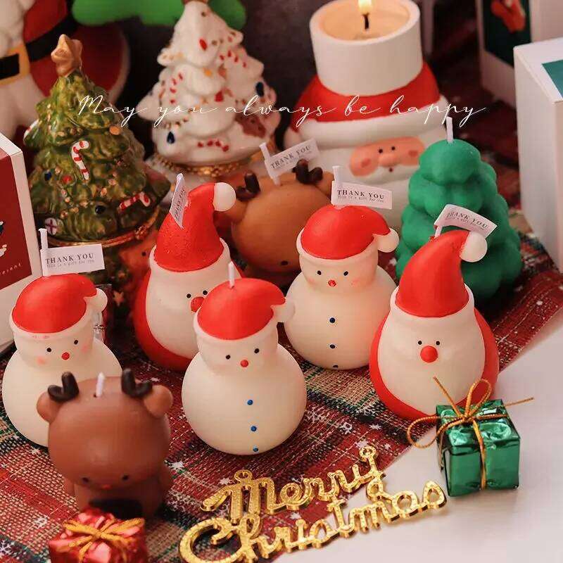Aromatherapy Candle Gift Box Decorations Gifts for Eve Snowman Candles Gingerbread Man Christmas Tree S260204