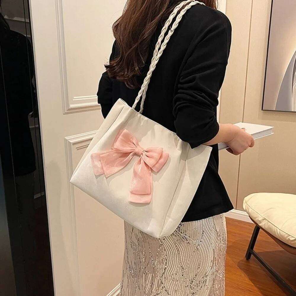 Portable Large Capacity Bow PU Fashion Women's Shoulder Soft Crossbody Bag Casual Wear C260204