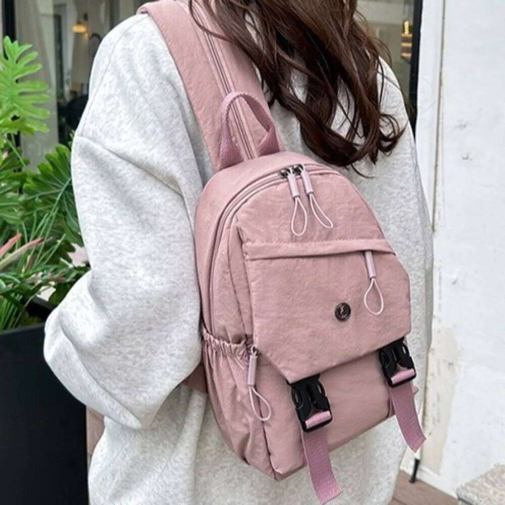 Portable Anti Theft Women Nylon Backpack Japanese Style Large Capacity Shoulder Bag Solid Color Student Schoolbag Travel Z260204