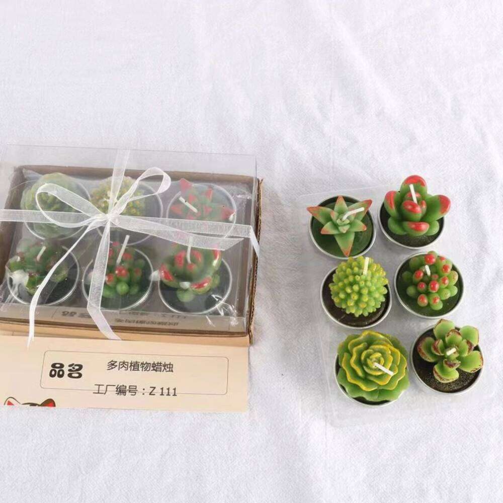 Creative Handmade Aromatherapy Succulent Plants Rose Candles Cactus Home Decoration Ornaments Birthday Gift Lotus Candle S260204