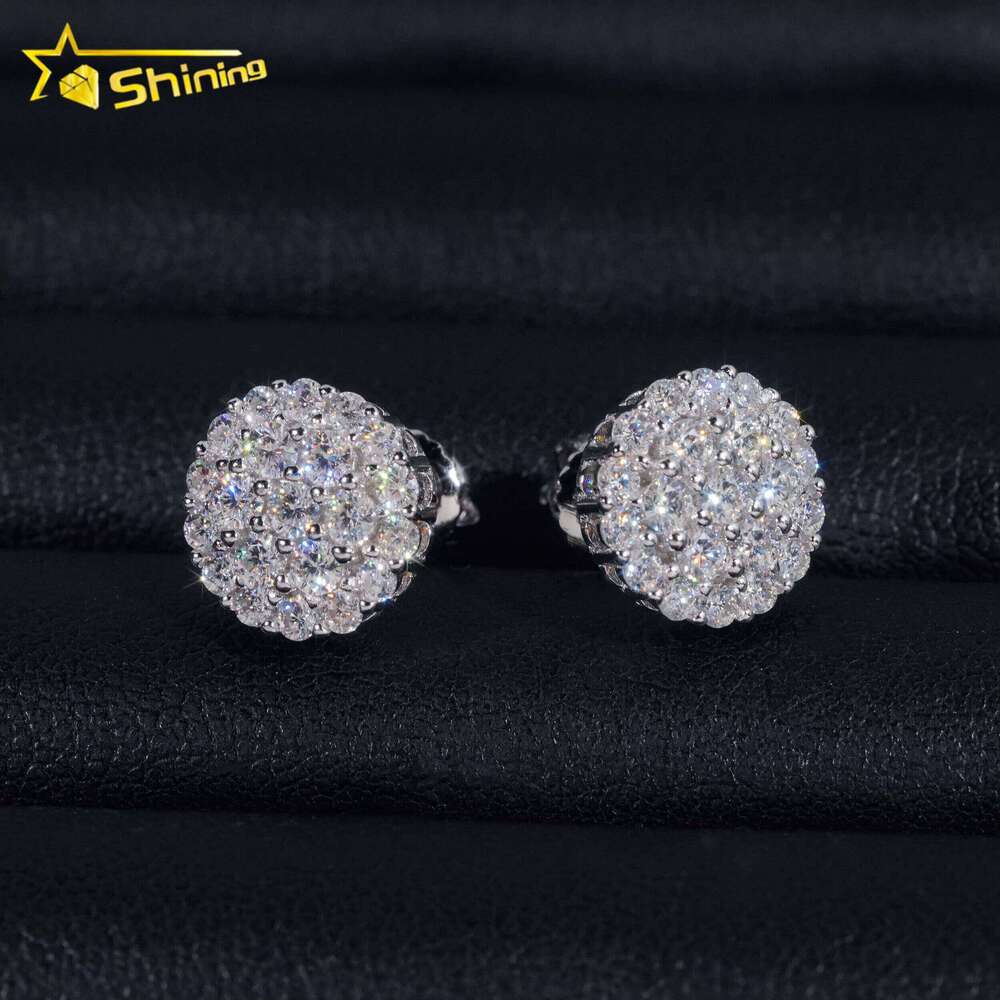 Pass Tester GRA Certified Stocks VVS Diamond Fully Iced Out 925 Silver Jewelry Moissanite Stud Earrings