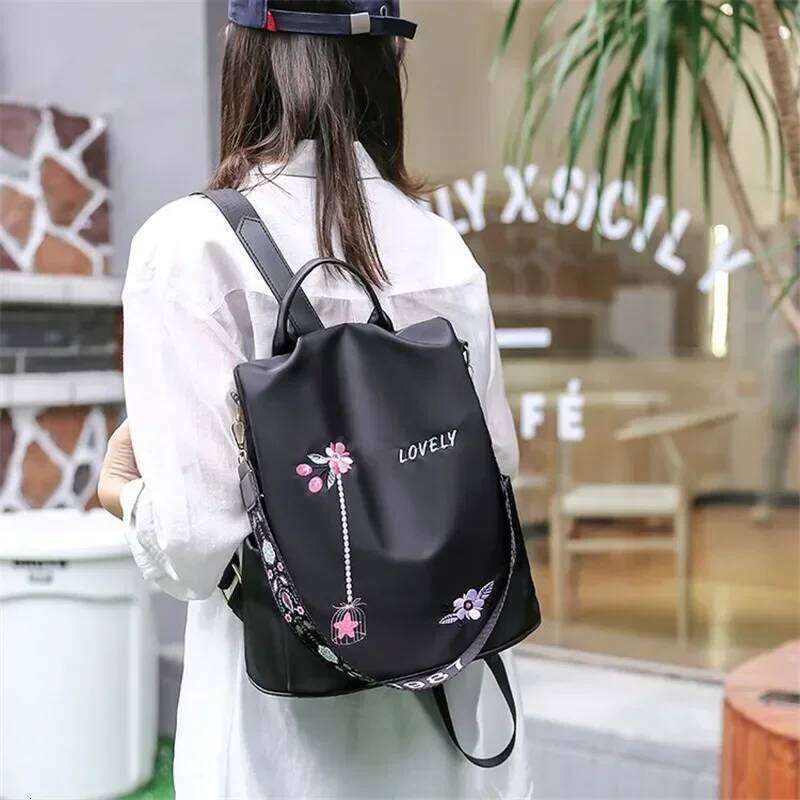 Waterproof Oxford Embroidery Women Backpack Fashion Anti-theft Large Capacity Female Travel Casual Backpacks School Laptop Bag Z260204
