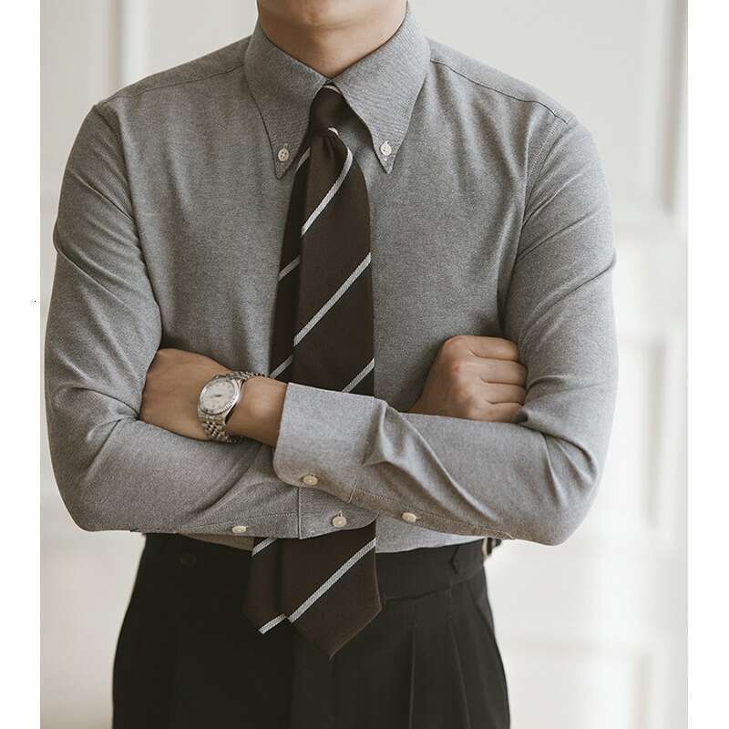 Italian slim fit shirt, men's long sleeved casual business dress big pointed collar shirt, size template according to product description
