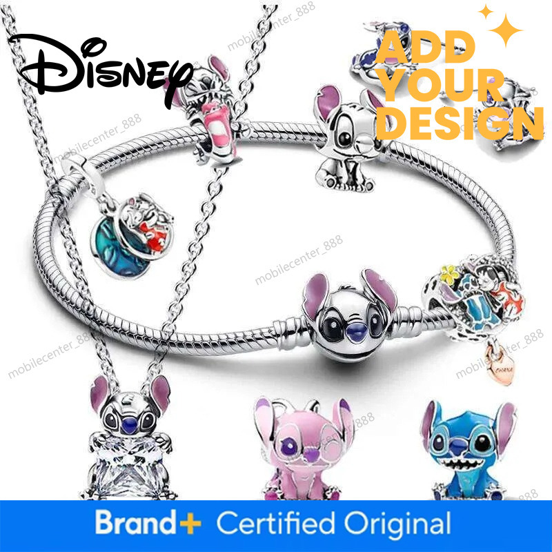 Disney Designer Jewelry New Hot Charms Disney Stitch Necklaces and Bracelets 925 Silver Pendant Beads Original Women Bracelet Bangles DIY luxury Jewel - view 3