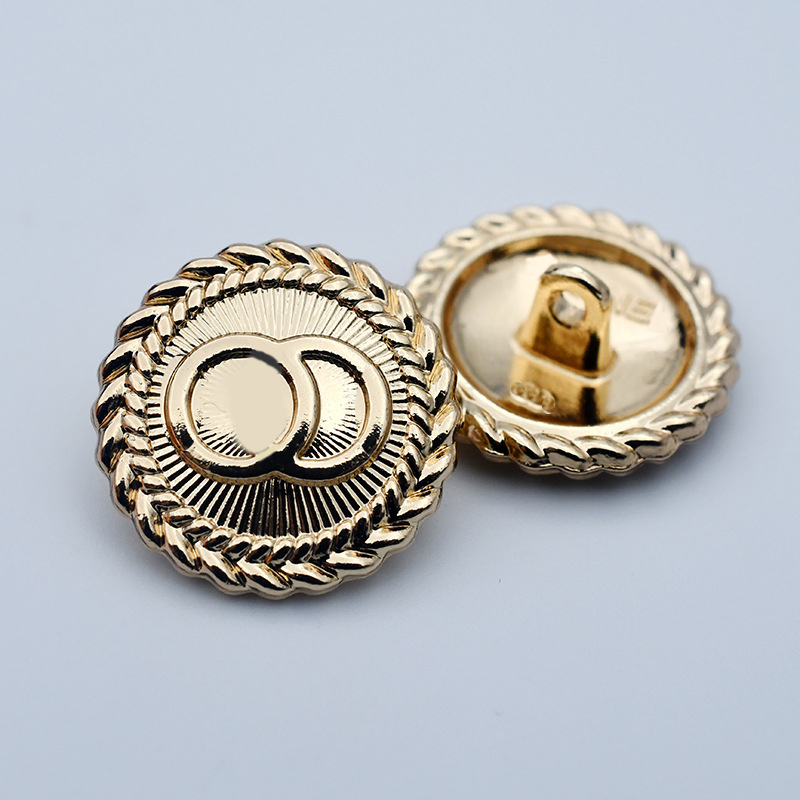 Metal Letter Buttons for Shirt Coat Sweater Fashion Gold Letter Diy Sewing Button with Stamp 21mm