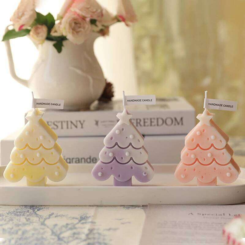 Multi-color Tree Candle Ornament Romantic Christmas Gifts General Candles Xmas 2026 New Year Creative Dress Up Plugin S260204