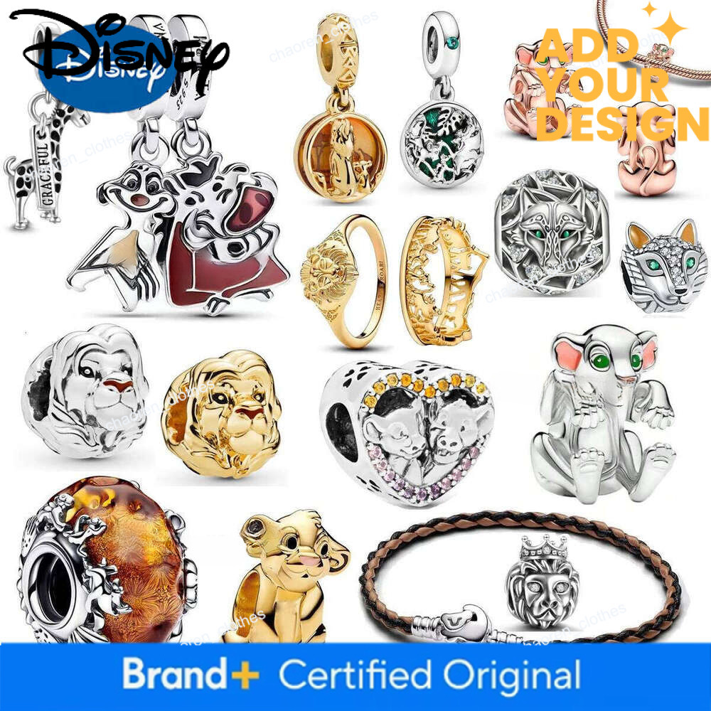Disney MINISO Designer Jewelry The Lion King Simba Wolf Mouse Fat&Thin Charm 925 Silver Hear ME! Ring Fit Original Bracelets Bangle DIY luxury Jewelry