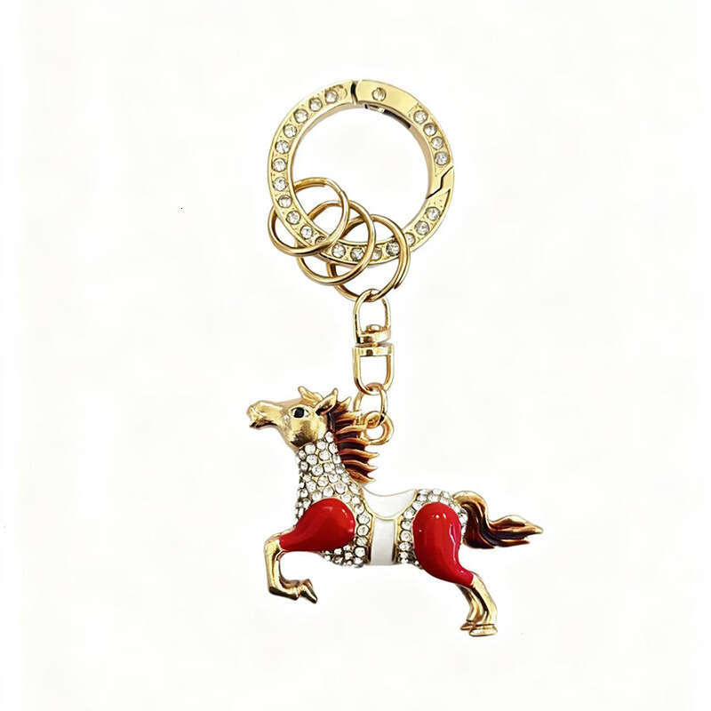 Anti-lost Car Keychain With Diamond Inlay Zodiac Pendant Creative Horse Bag Charm New Year Gift