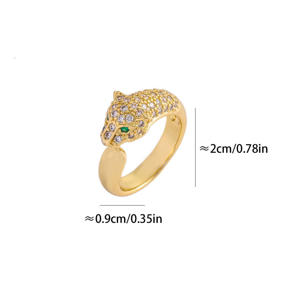 Micro Pave Zirconia Light Luxury High-end Leopard Head Ring for Women, Niche Retro Adjustable Open Ring