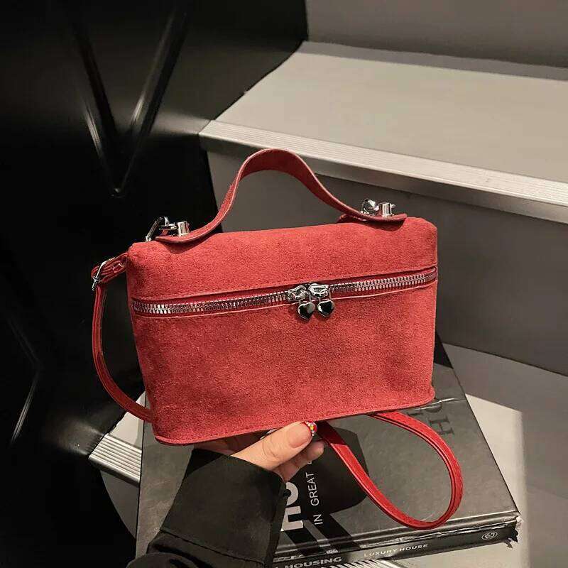 New Trendy Matte Crossbody Minimalist Box Design Pure Color Handle Bag for Women Textured Casual and Versatile Evening Bags C260204
