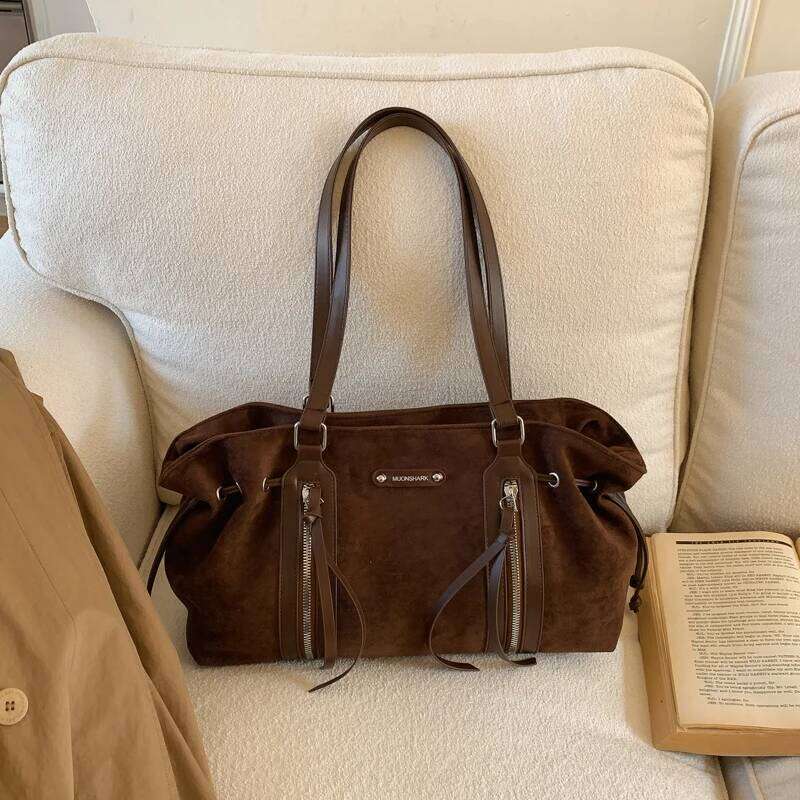 Autumn/Winter Suede Large Capacity Shoulder Crossbody Tote Bag C260204