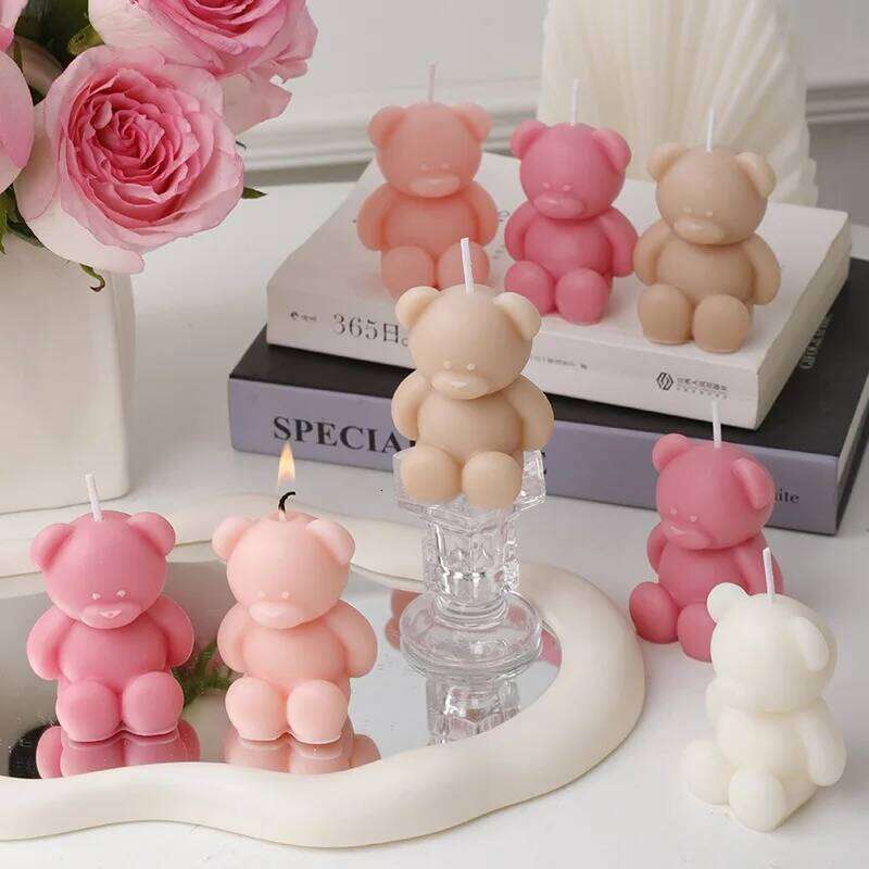 Aromatherapy Cute Bear Soy Wax Scented Candles Live Room Birthday Party Wedding Decorations Tabletop Ornaments S260204