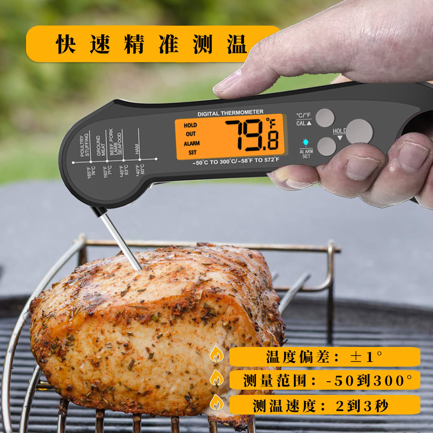 ThermoPro TP610 rechargeable 2-in-1 foldable wire probe digital backlit oven meat thermometer for kitchen cooking and grilling 241106