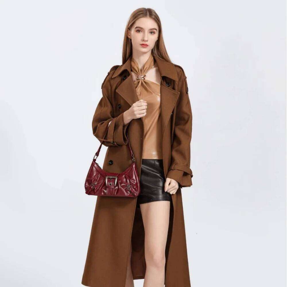 Y2K Retro Pleated Hobo Shoulder Women Hot Selling Maillard Style Underarm Bag Clutch Handbags for Travel Work Shopping C2602044