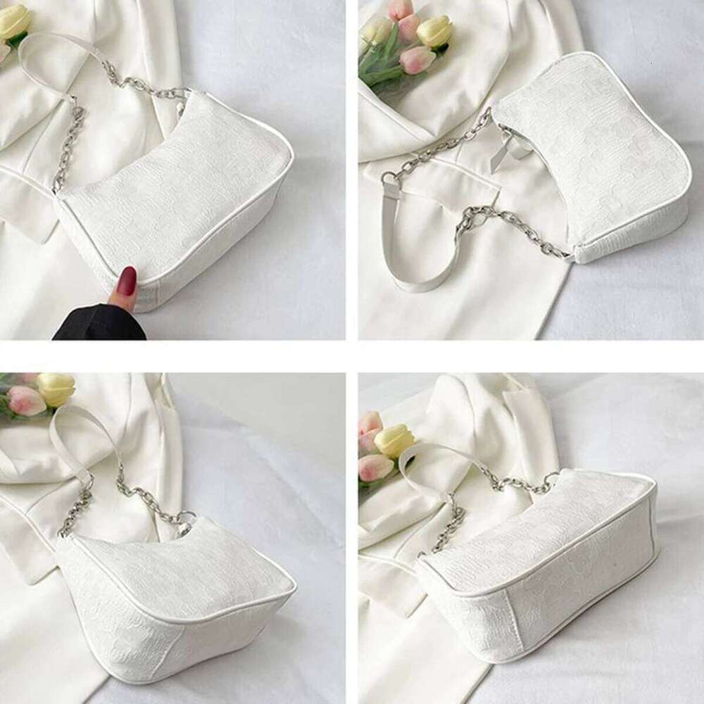 This white elegant gentle chain underarm bag for women is foreign-style, simple and small square bag. It's fashionable a C260204