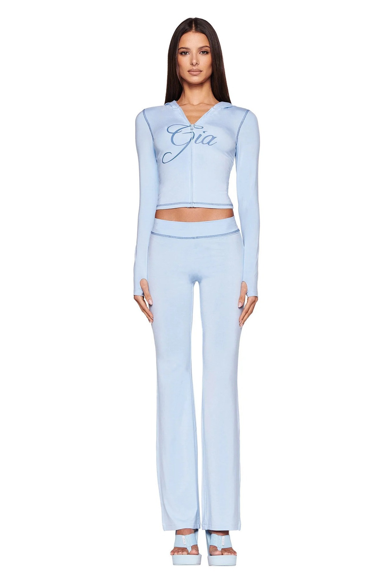 I am gia Womens Tracksuit 2 piece set women clothes Sports Suit Flared Pants Zip up Y2K Long Sleeve dress High Quality Spring Top Low Waist coat