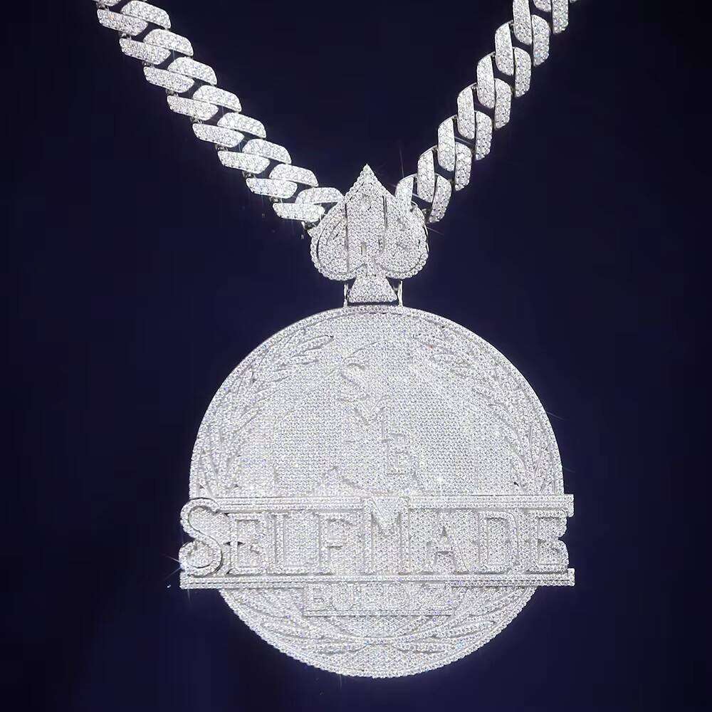 Iced Out 925 Sterling Sliver DEF VVS Moissanite Diamond Personal For Men Big Hip Hop Pendant Jewelry
