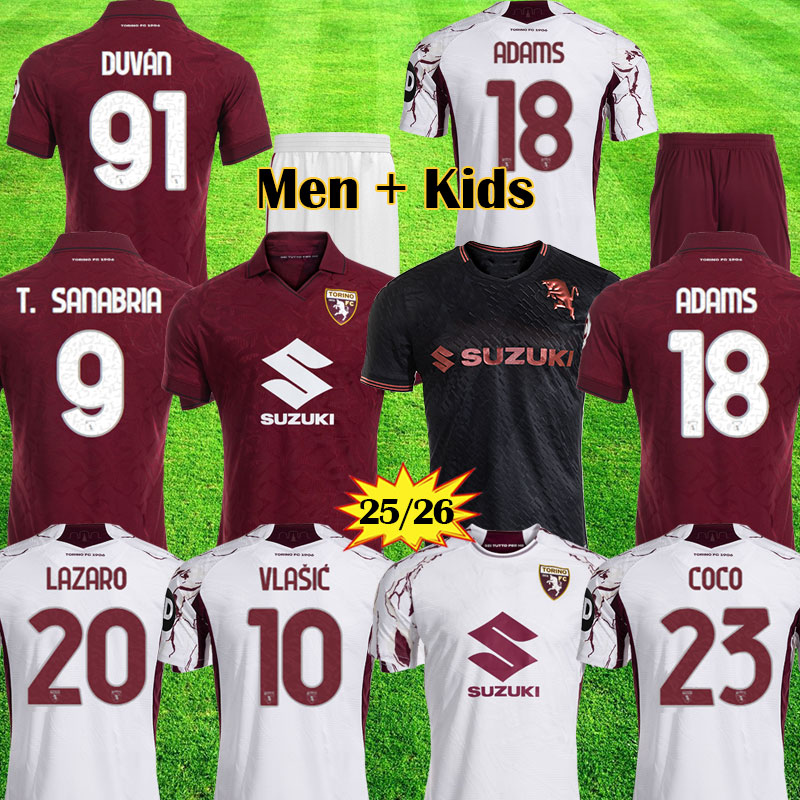 Torino FC Soccer Jerseys Limited Edition 2025 2026 ADAMS RICCI LAZARO T. SANABRIA LLIC DUVAN COCO LINETTY Home Away 3rd Football Men kids 25 26 away TFC kit Third