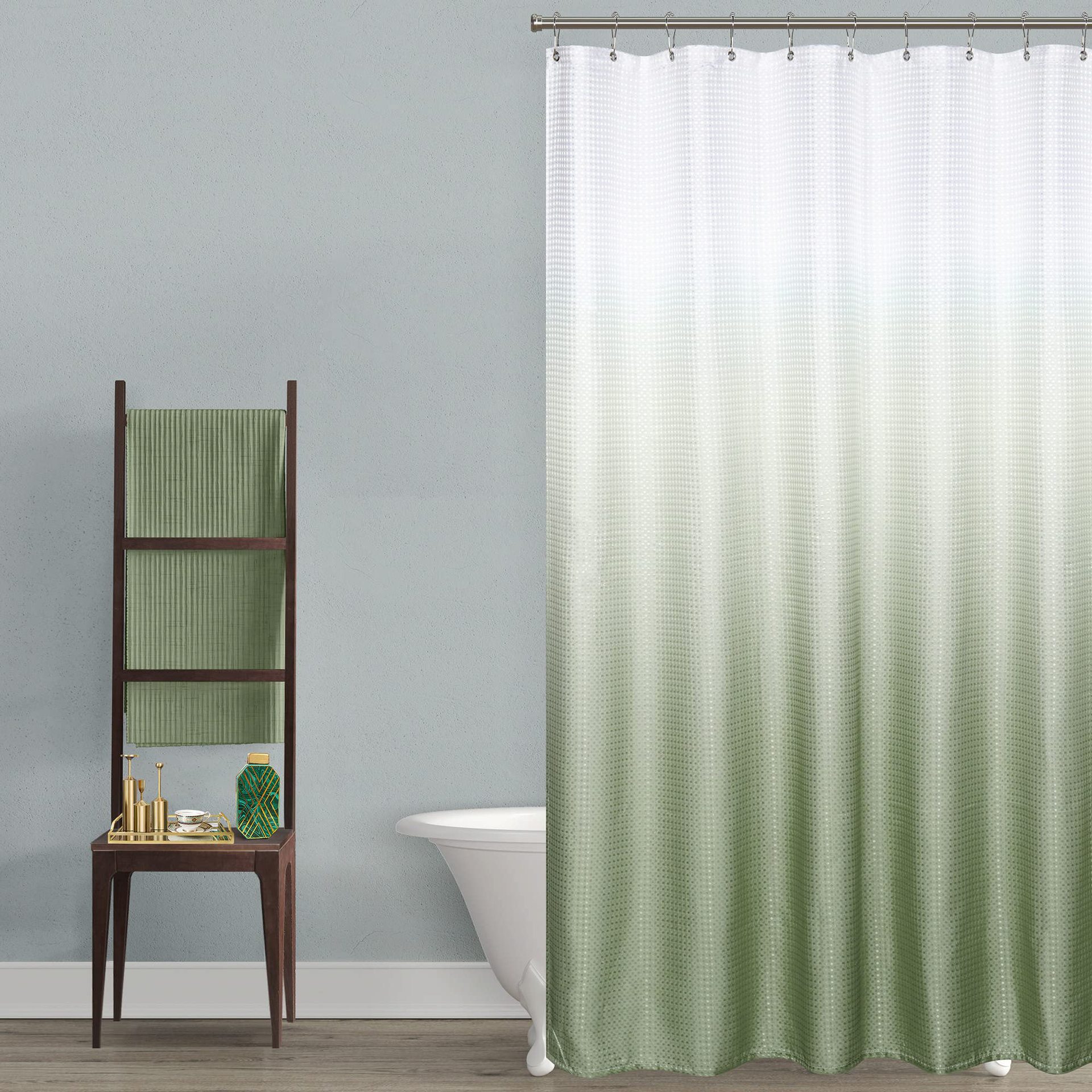 YL-38269 Textured Waterproof Gradient Shower Curtain for Bathroom/Toilet Partition