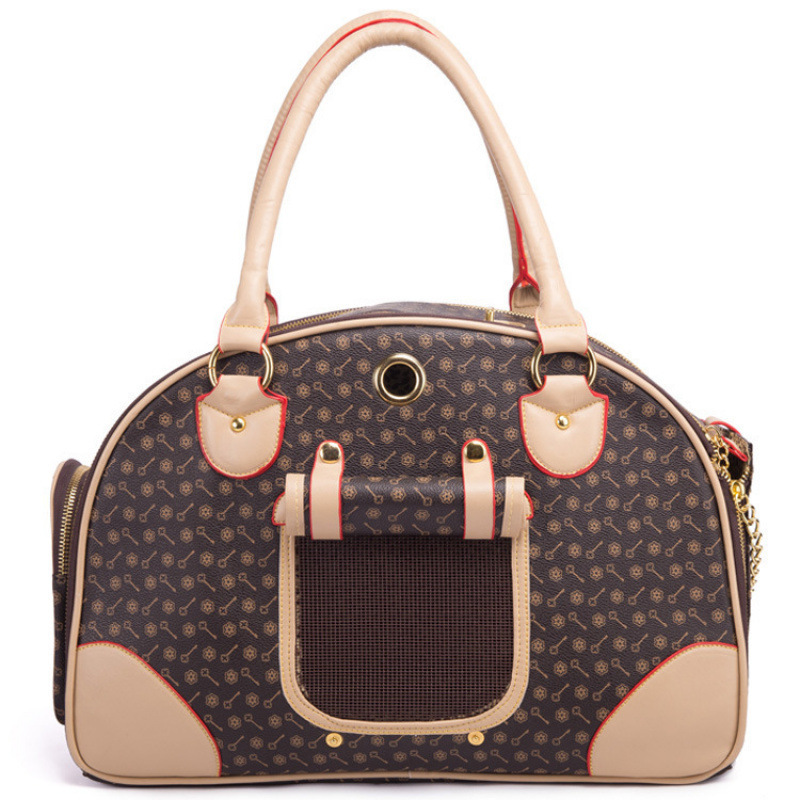 Women's PU Leather Handheld Pet Carrier Bag Large Space Breathable Multi-functional for Cats Dogs Outdoor Travel & Commute