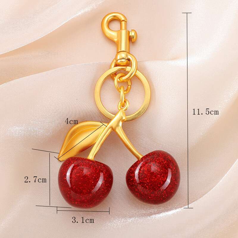Bag Charms Keychain Red Cherry Fruit Pendant Womens Purse Accessories Suitable for daily casual wear Practical and cute featuring vibrant