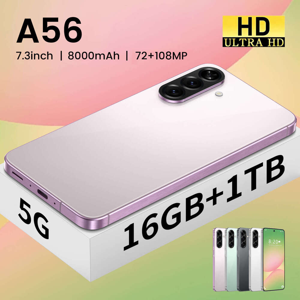 Famous brand cross-border new product A56 Android smartphone 7.3-inch large screen 16+1T phone source factory CKS