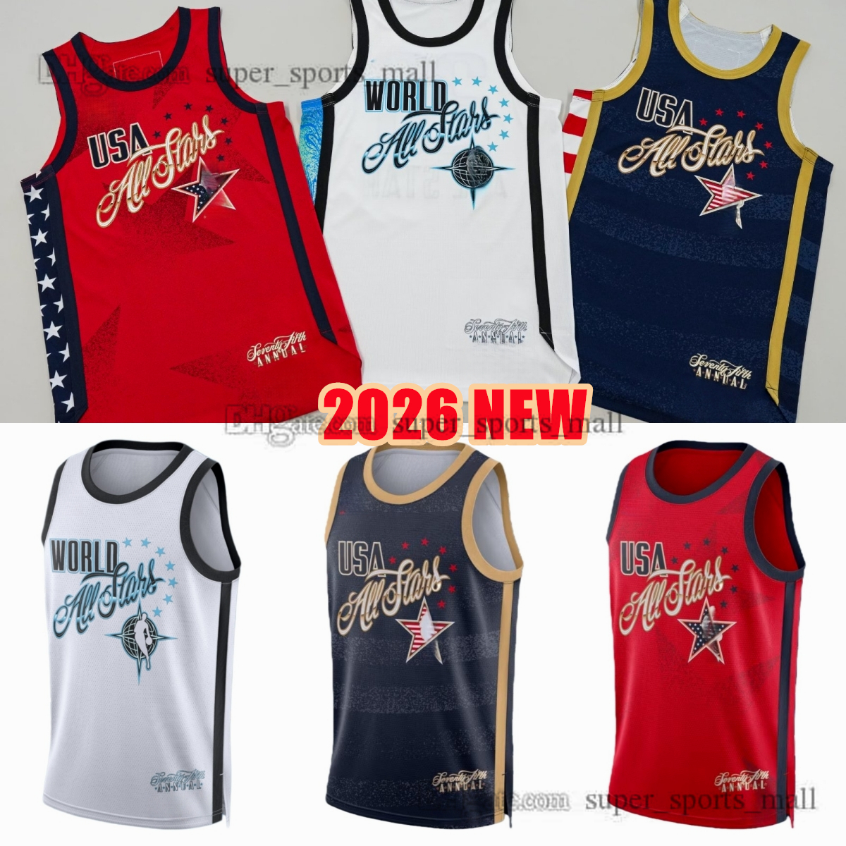 77 Luka Doncic 2026 All-Star Basketball Jersey Printed James Curry Wembanyama Cunningham Edwards Towns Jokic Brunson Johnson Maxey Durant Powell Jokic Jamal Murray