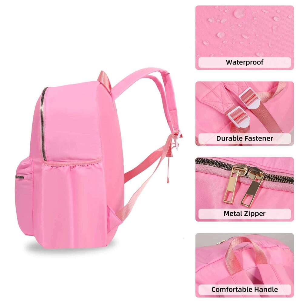 Solid School Backpack Nylon Women Girls Lightweight Waterproof Classic Student Large Travel Bag Kids Teenage Casual Simple Z260204
