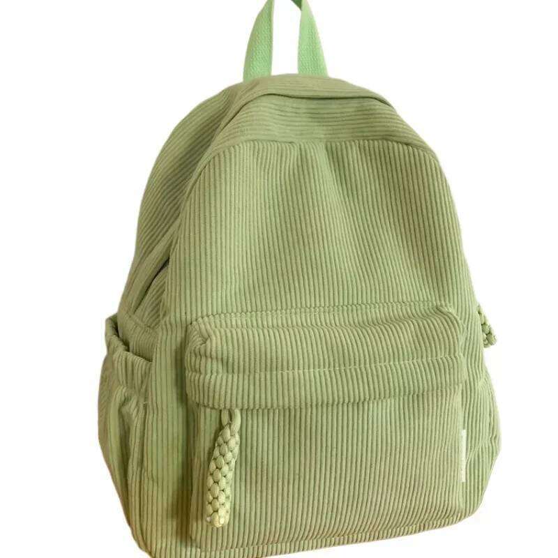 Stylish Corduroy Backpack Women Large Capacity School Bag, Durable Zipper, Minimalist Casual Daypack for Work & College Z260204