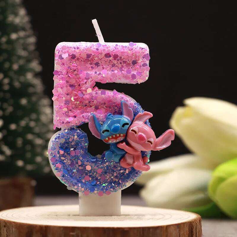 Stitch fit cartoon two-color digital birthday party holiday decoration cute cake candle S260204