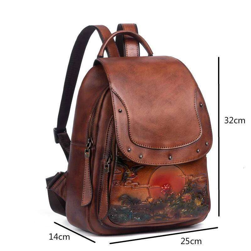 MOTAORA Vintage Embossed Women Backpack Genuine Leather Book Bag Soft Cowhide Luxury Backpacks For School Teenagers Girls New Z260204