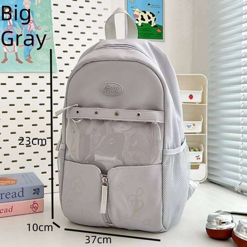 Polka Dot Casual Student Backpack Transparent Pocket Japanese Ita Two Sized Large Capacity Schoolbags Printed Cute Bag Women Z260202